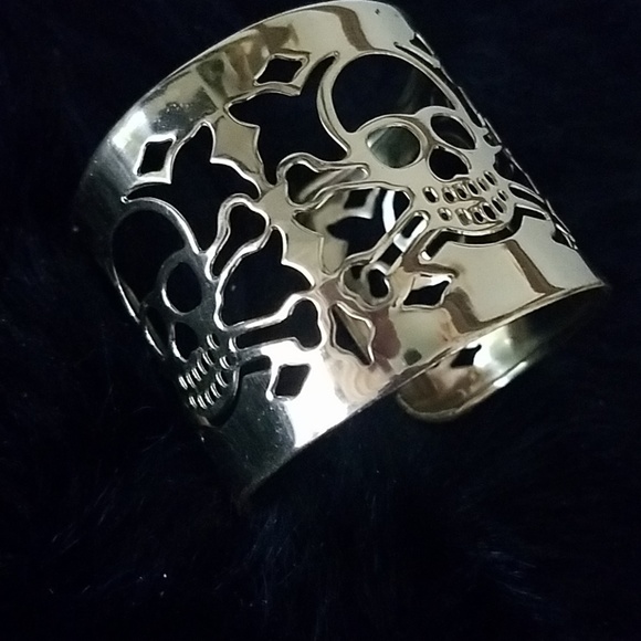Skull cuff bracelet brass cuff bracelet new - Picture 5 of 5